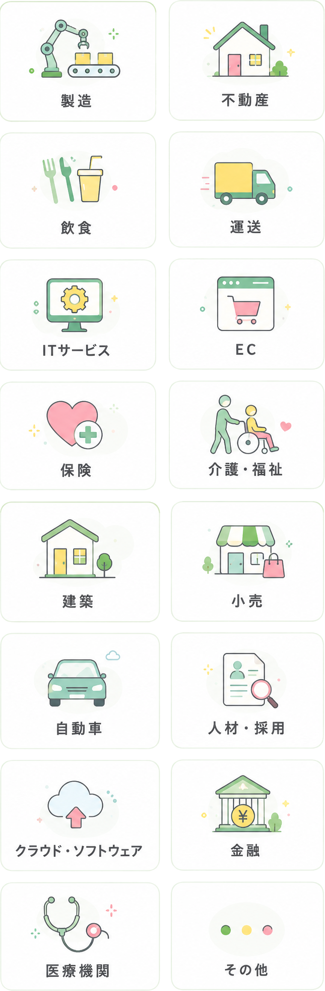 対応可能業種一覧