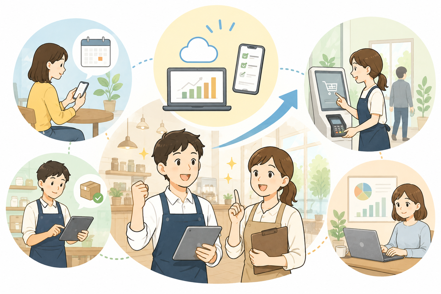 人手不足を解消したお店DXのイメージ図